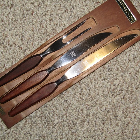 VINTAGE MCM Washington Forge Town & Country 3-Pc CARVING SET - Fleetwood Handles - Picture 10 of 10